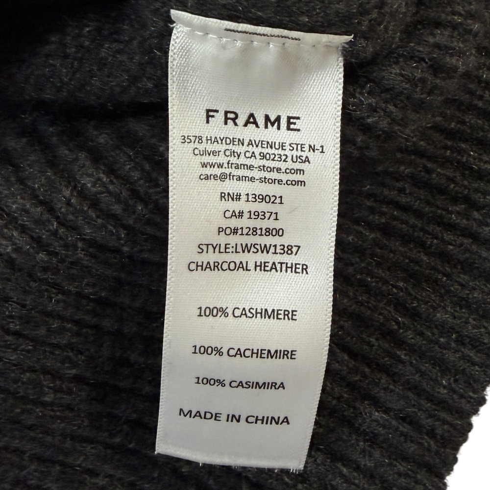 FRAME Dark Gray 100% Cashmere Cutout Mock Neck Short Sleeve Knit Sweater Small - Picture 9 of 10